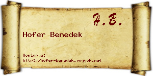 Hofer Benedek névjegykártya